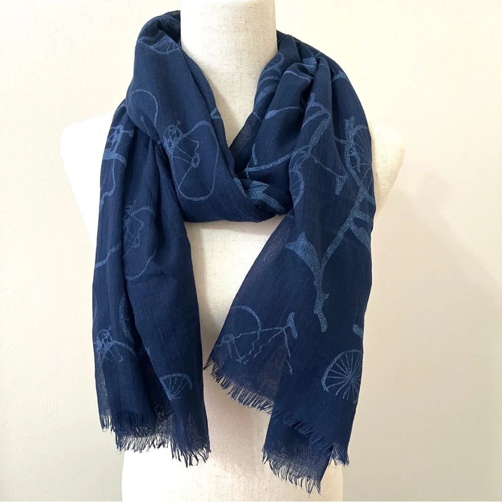 Blue Summer Scarf Shawl Lightweight Bicycle Design